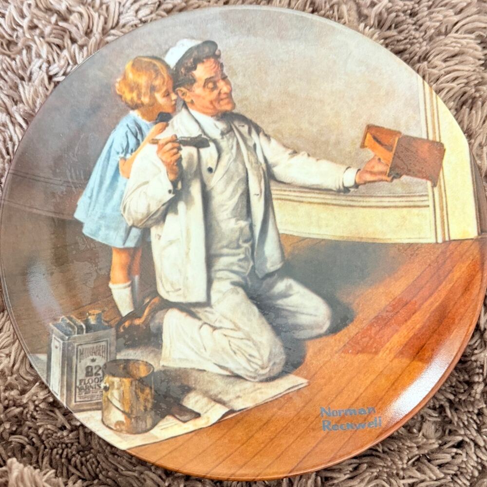 Norman Rockwell Painter plate collectibe vintage americana decor